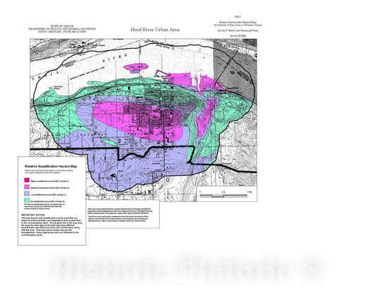 Map : Relative earthquake hazard maps for selected urban areas in western Oregon, Hood River, 1999 Cartography Wall Art :