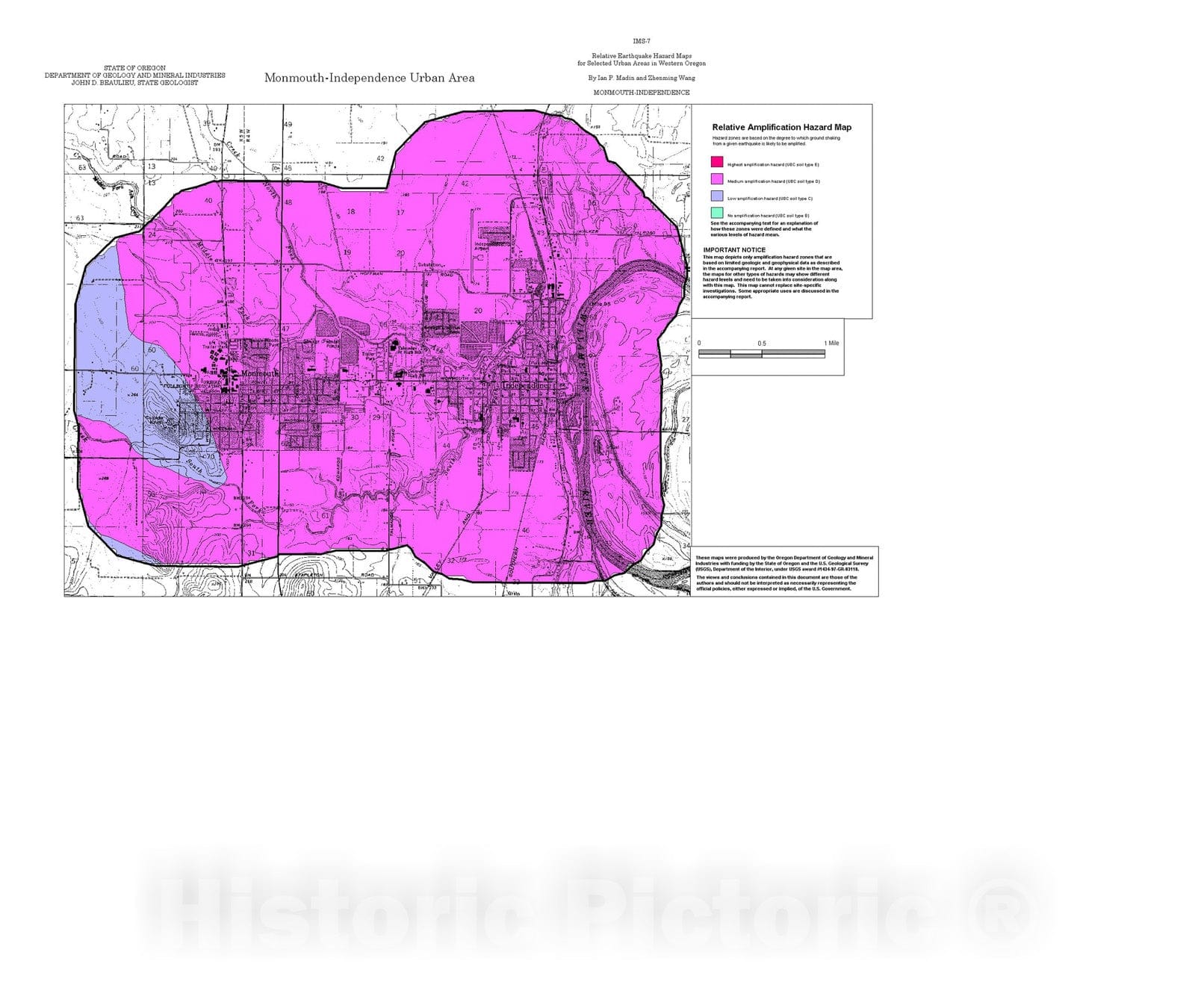 Map : Relative earthquake hazard maps for selected urban areas in western Oregon, Monmouth-Independence, 1999 Cartography Wall Art :