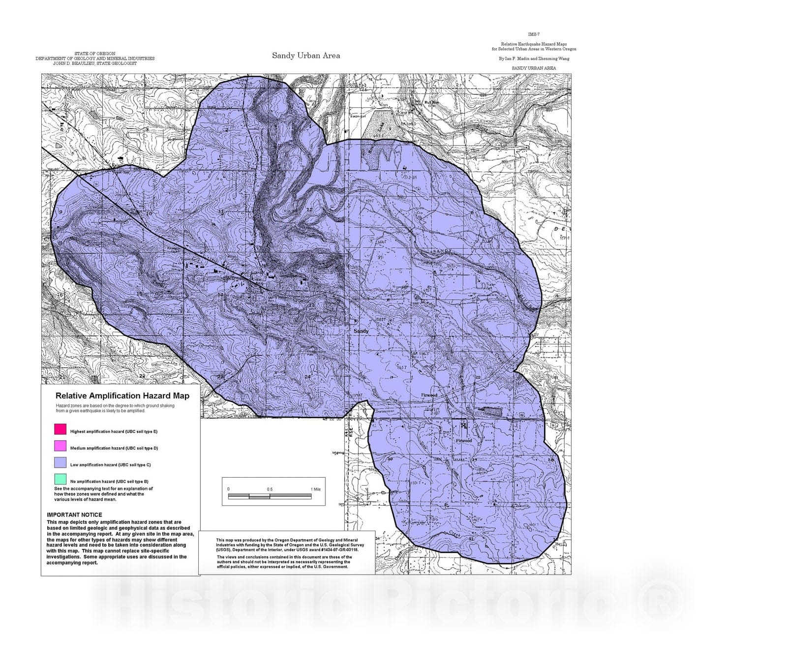 Map : Relative earthquake hazard maps for selected urban areas in western Oregon, Sandy, 1999 Cartography Wall Art :