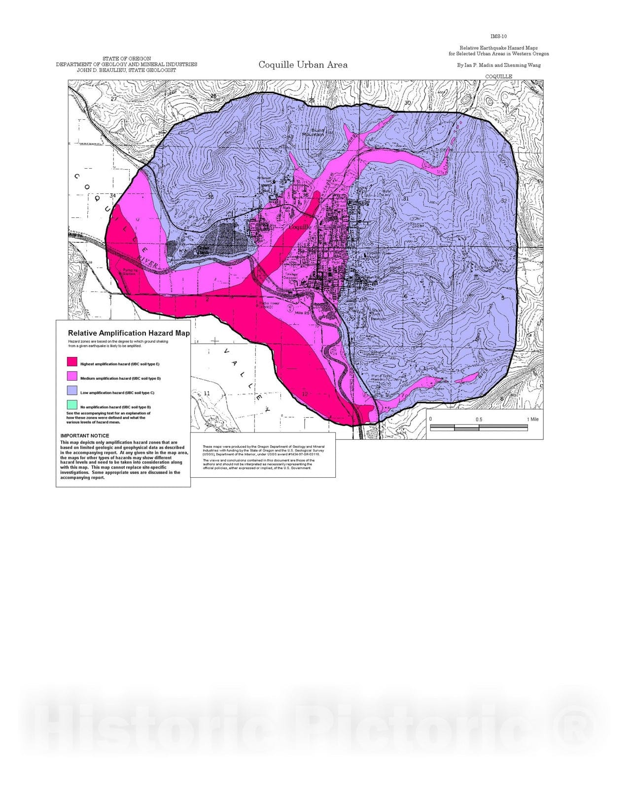 Map : Relative earthquake hazard maps for selected urban areas in western Oregon, Coquille, 2000 Cartography Wall Art :