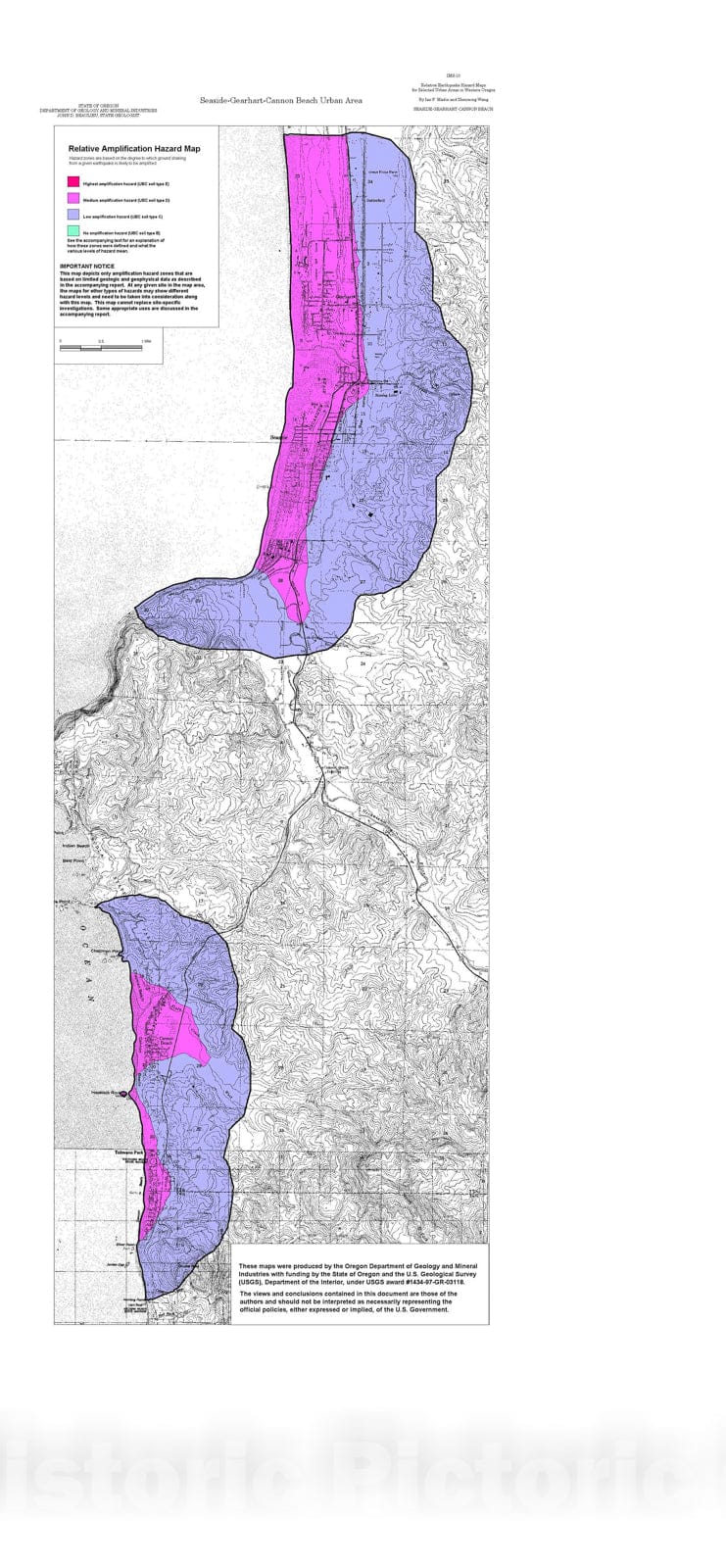 Map : Relative earthquake hazard maps for selected urban areas in western Oregon, Seaside-Gearhart-Cannon Beach, 2000 Cartography Wall Art :