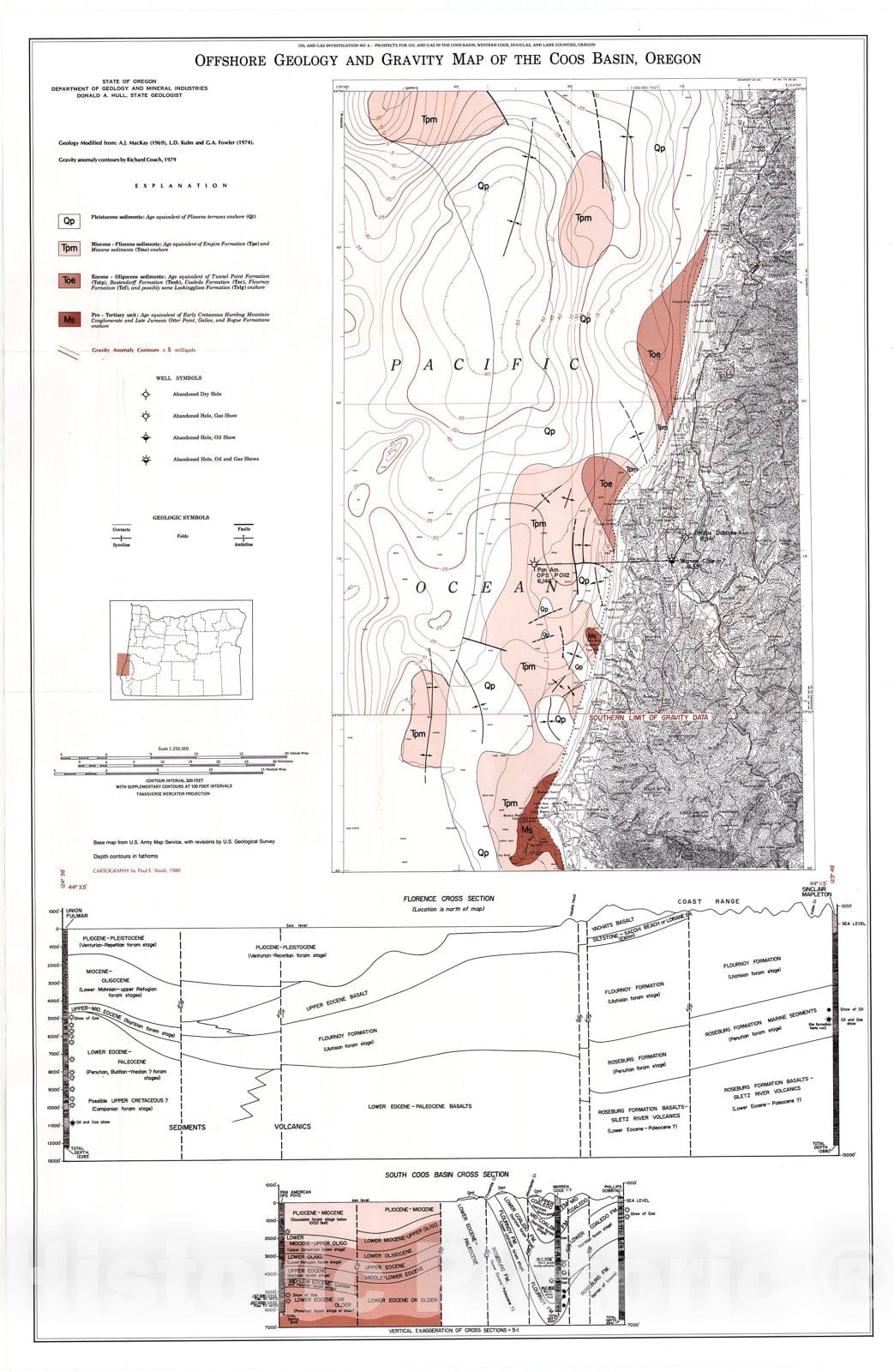 Map : Prospects for oil and gas in the Coos Basin, western Coos, Douglas, and Lane Counties, 1980 Cartography Wall Art :