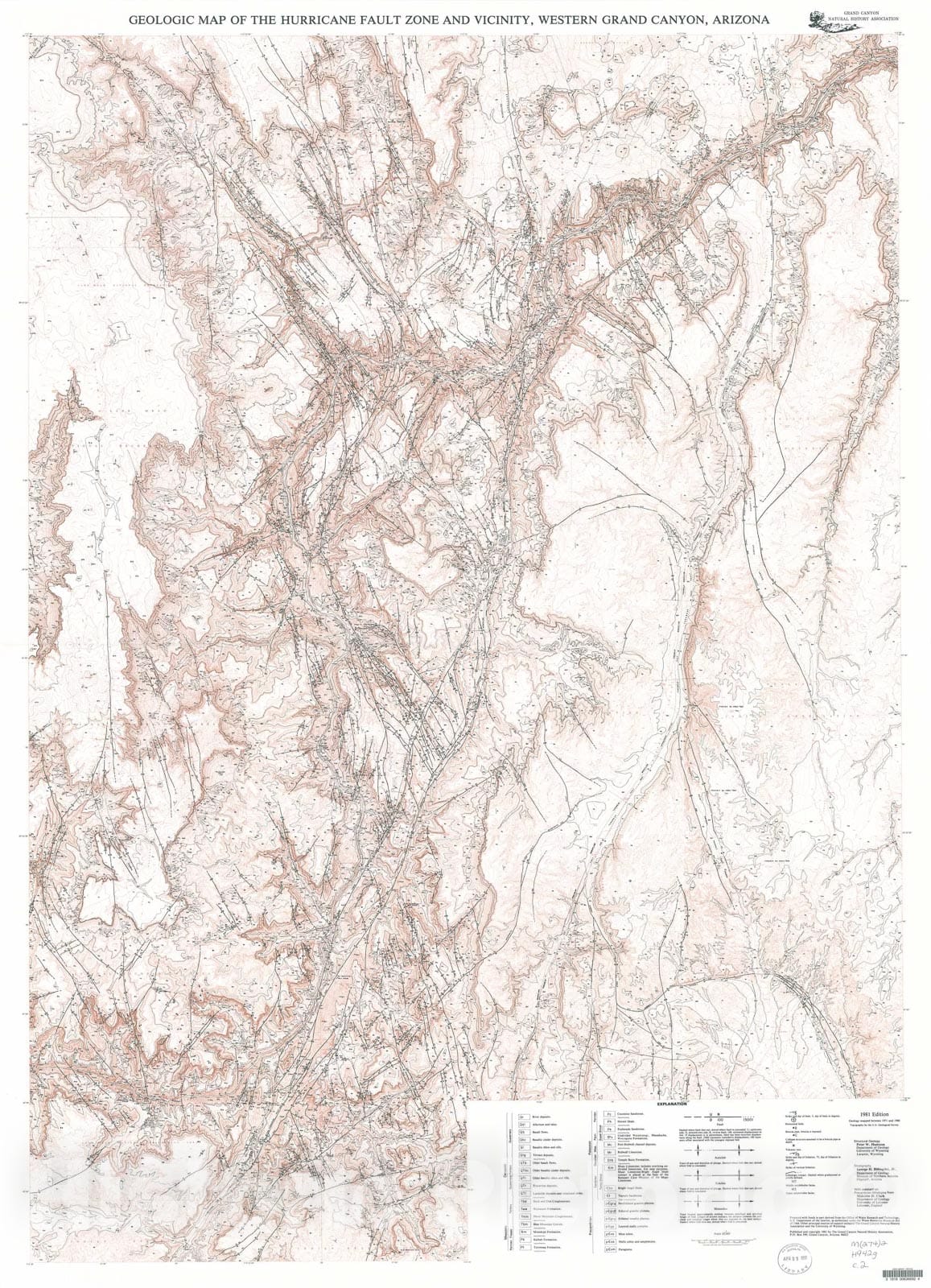 Map : Geologic map of the Hurricane fault zone and vicinity, western Grand Canyon, Arizona, 1981 Cartography Wall Art :