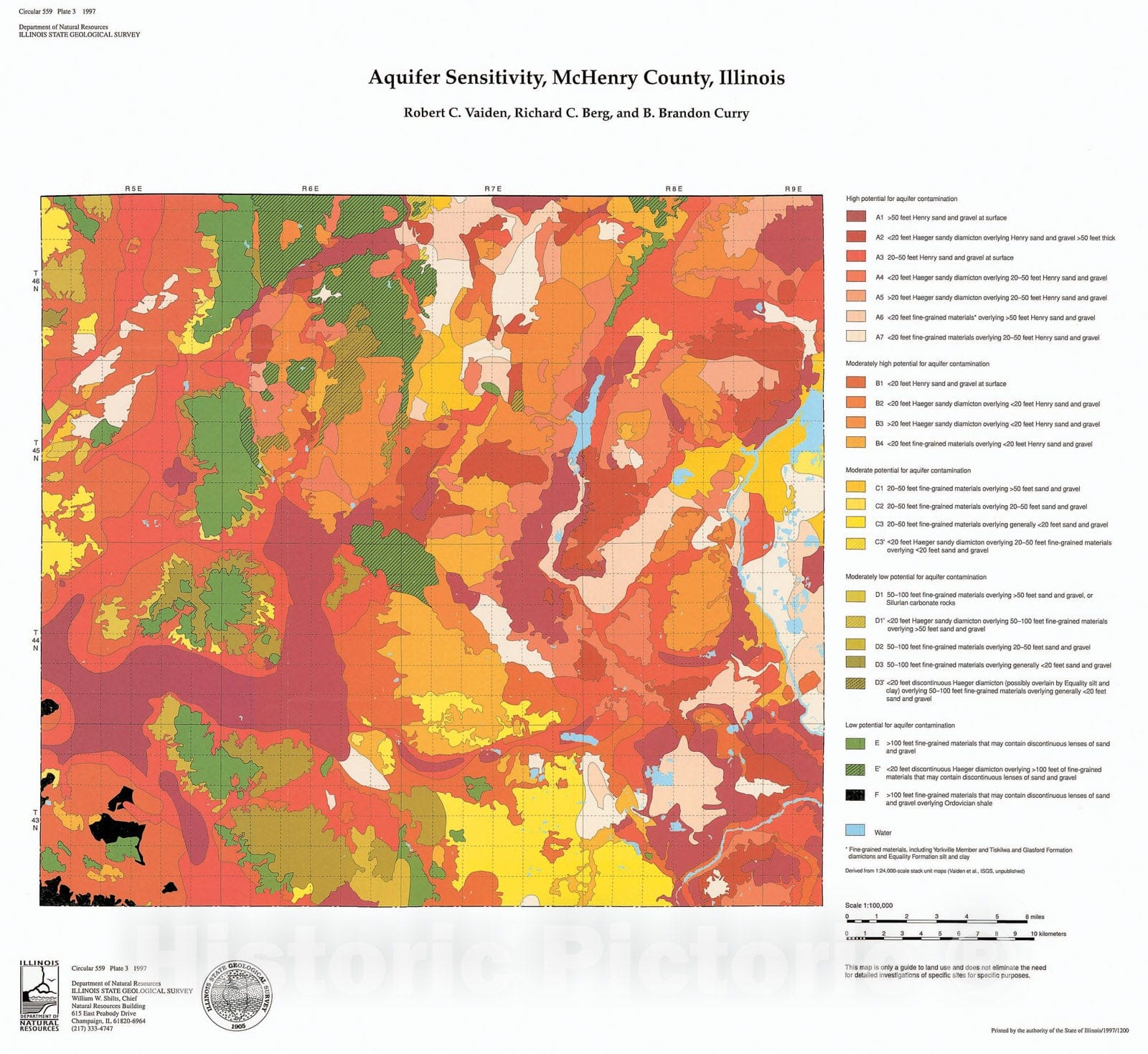 Map : Aquifer sensitivity, McHenry County, Illinois, 1997 Cartography Wall Art :