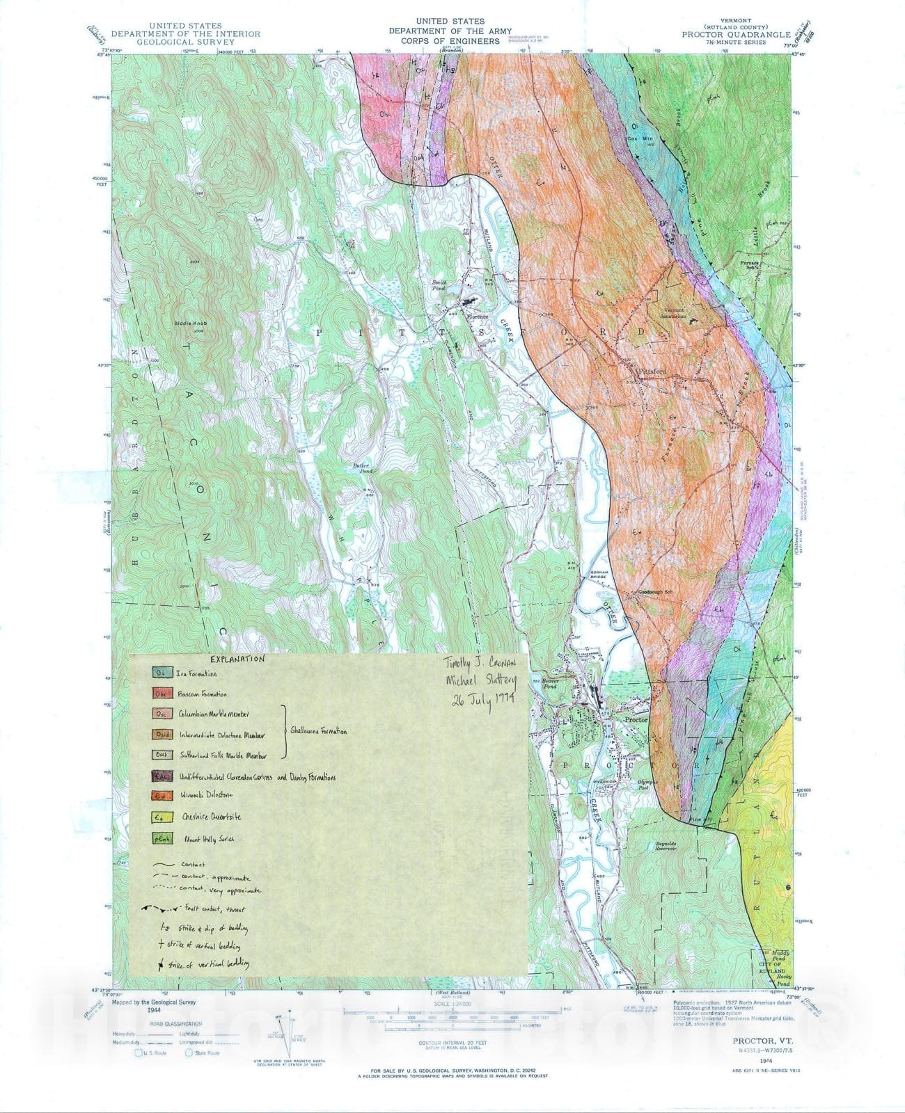 Map : Geologic Mapping in the Proctor Quadrangle, 1994 Cartography Wall Art :