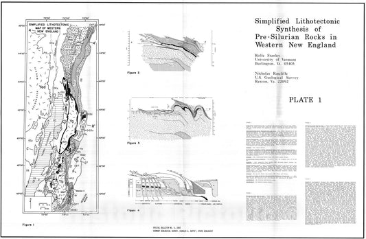 Map : Simplified Lithotectonic Synthesis of pre-Silurian Rocks in Western New England, 1983 Cartography Wall Art :