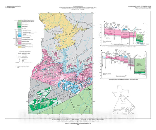 Map : Hydrogeology, hydrologic budget, and water chemistry of the Medina Lake area, Texas, 2000 Cartography Wall Art :