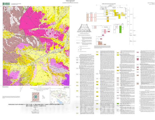 Map : Geologic map and digital database of the Porcupine Wash 7.5 minute quadrangle, Riverside County, southern California, 2001 Cartography Wall Art :
