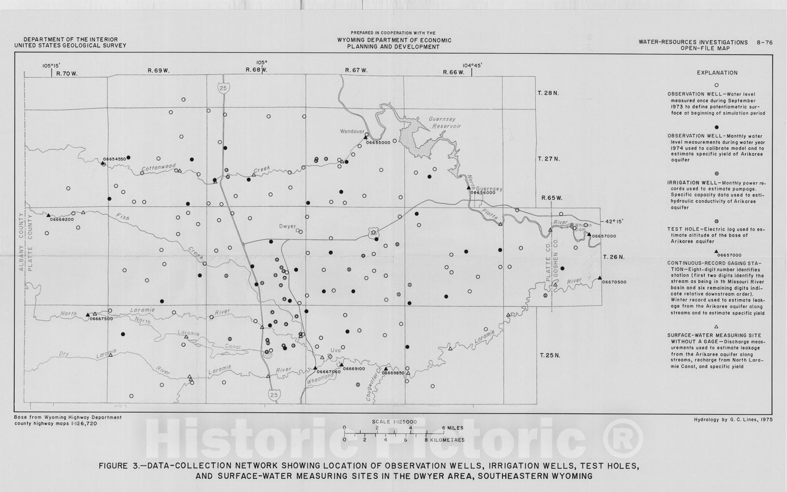 Map : Digital model to predict effects of pumping from the Arikaree aquifer in the Dwyer area, southeastern Wyoming, 1976 Cartography Wall Art :