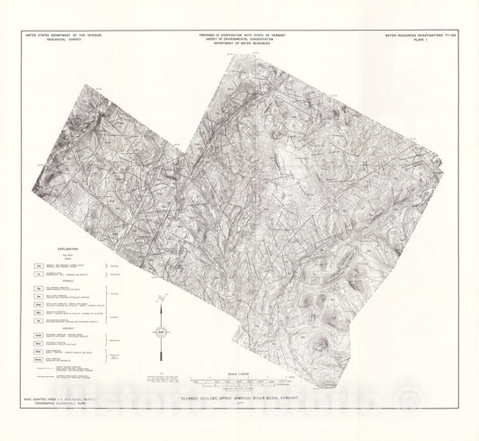 Map : Ground-water resources of the upper Winooski River basin, Vermont, 1977 Cartography Wall Art :