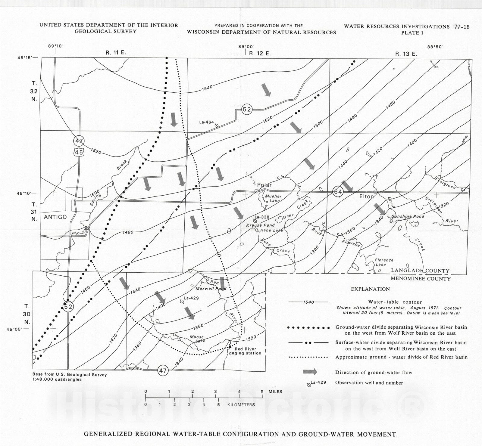 Map : Hydrologic conditions associated with dredging spring ponds in Wisconsin, 1977 Cartography Wall Art :