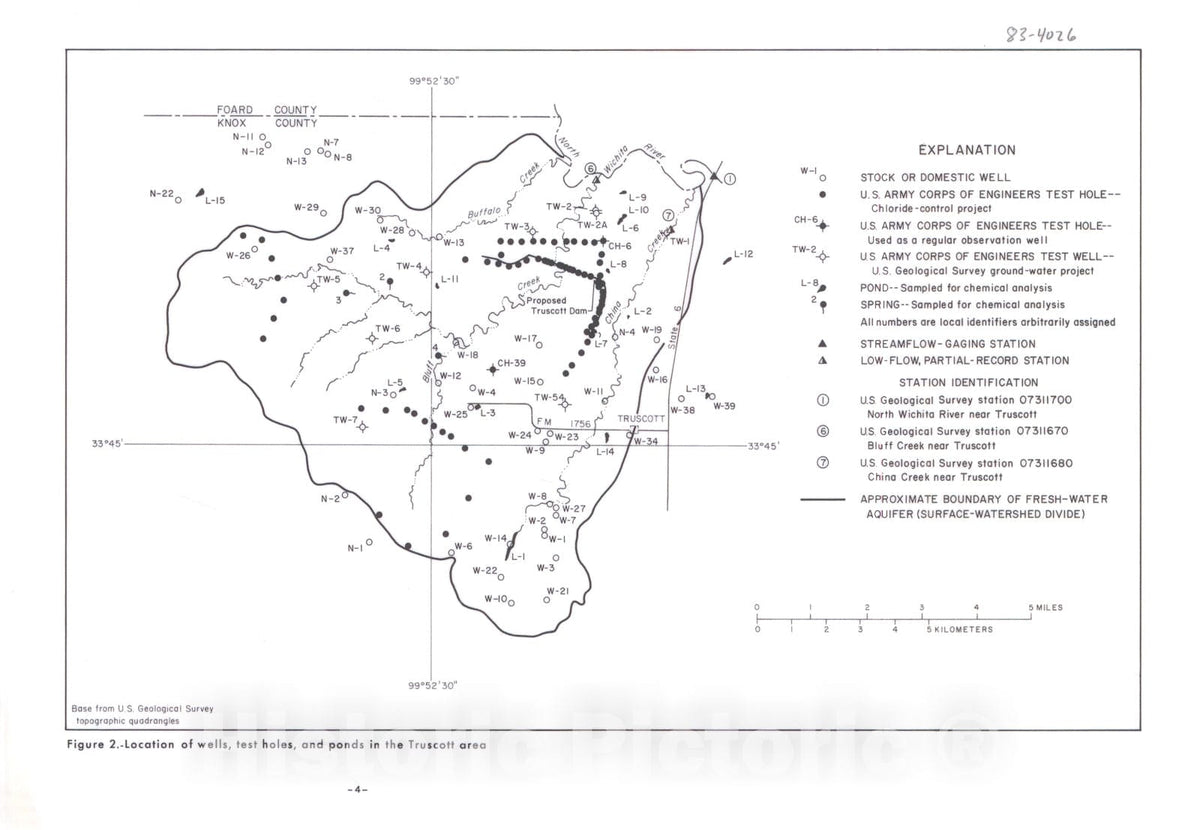 Map : Projected effects of proposed chloride-control projects on shallow ground water -- preliminary results for the Wichita River basin, Texas, 1983 Cartography Wall Art :