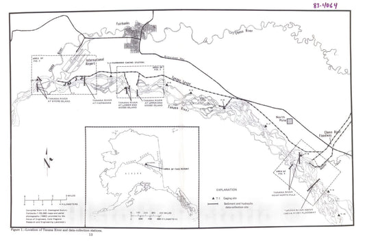 Map : Sediment transport in the Tanana River near Fairbanks, Alaska, 1980-81, 1983 Cartography Wall Art :