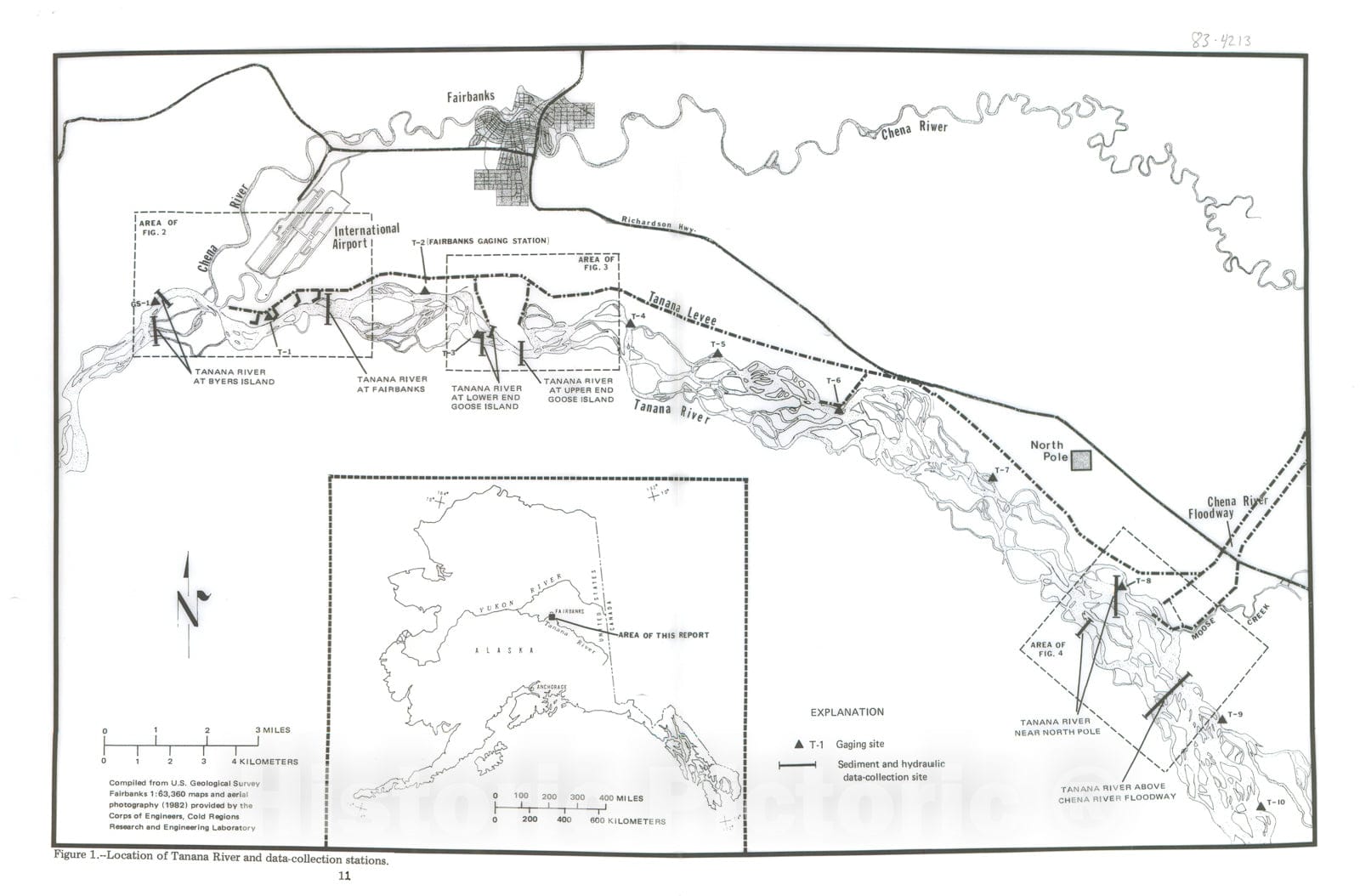 Map : Sediment transport in the Tanana River near Fairbanks, Alaska, 1982, 1983 Cartography Wall Art :