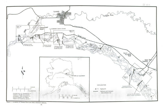 Map : Sediment transport in the Tanana River near Fairbanks, Alaska, 1982, 1983 Cartography Wall Art :