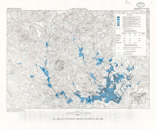 Map : Ground-water resources of the Lamprey River basin, southeastern New Hampshire, 1988 Cartography Wall Art :