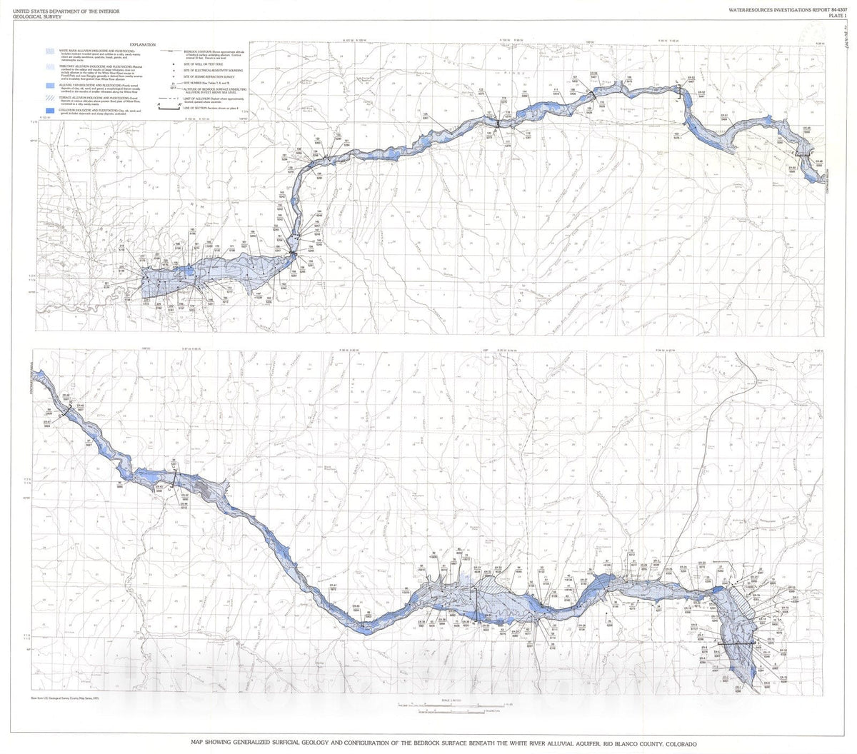Map : Preliminary assessment of the ground-water resources of the alluvial aquifer, White River Valley, Rio Blanco County, Colorado, 1985 Cartography Wall Art :