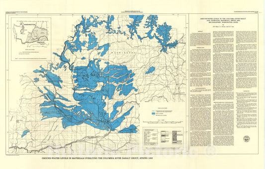 Map : Maps showing ground-water levels in the Columbia River basalt and overlying materials, spring 1983, southeastern Washington, 1985 Cartography Wall Art :
