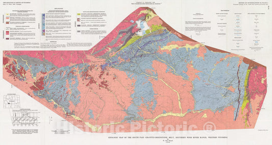 Map : Economic geology of the South Pass granite-greenstone belt, southern Wind River Range, western Wyoming, 1991 Cartography Wall Art :