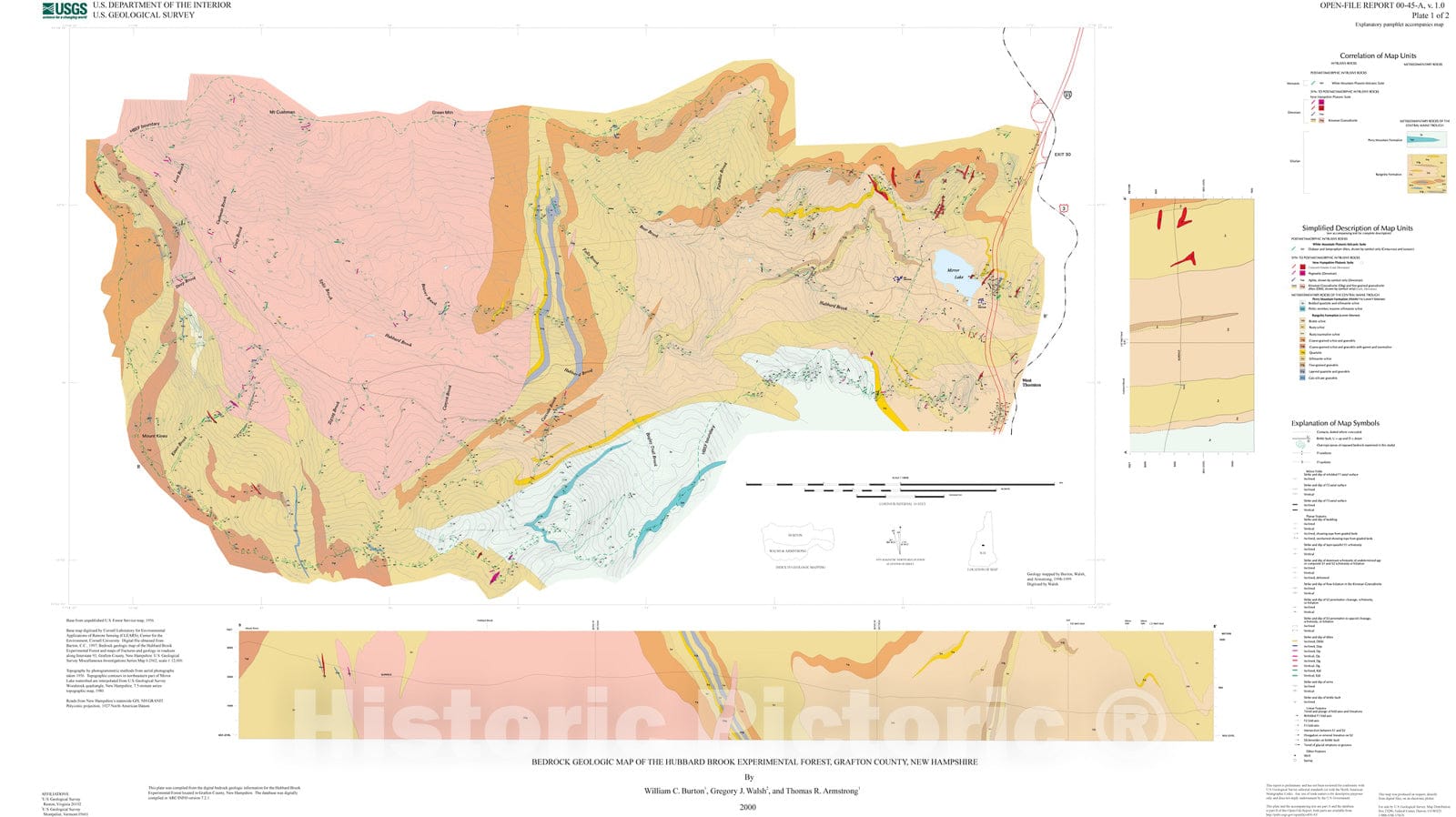 Map : Bedrock geologic map of the Hubbard Brook Experimental Forest, Grafton County, New Hampshire, 2000 Cartography Wall Art :
