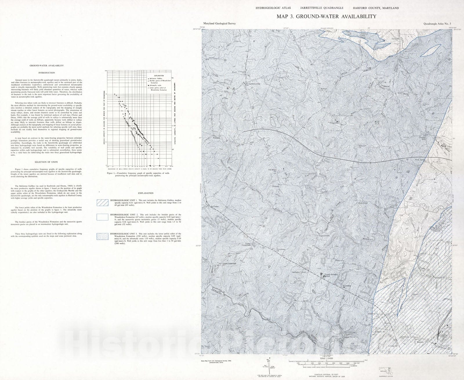 Map : Ground-water availability [Jarrettsville quadrangle, Maryland], 1977 Cartography Wall Art :