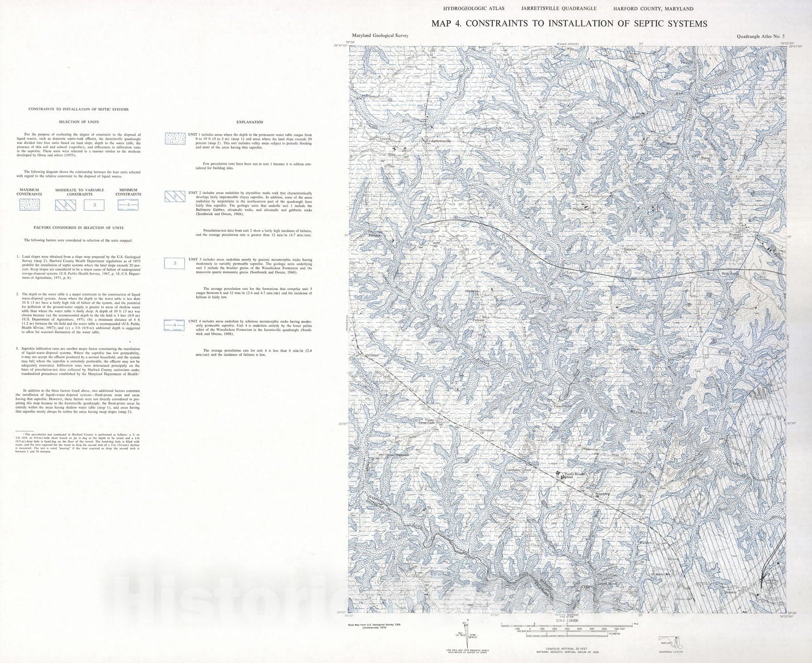Map : Constraints to installation of septic systems [Jarrettsville quadrangle, Maryland], 1977 Cartography Wall Art :