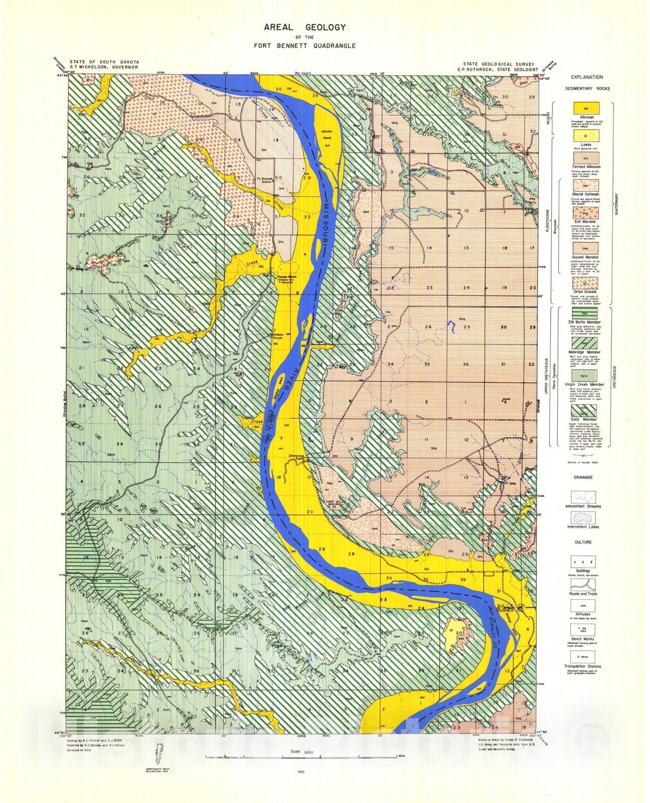 Map : Areal geology of the Fort Bennett quadrangle, 1950 Cartography Wall Art :