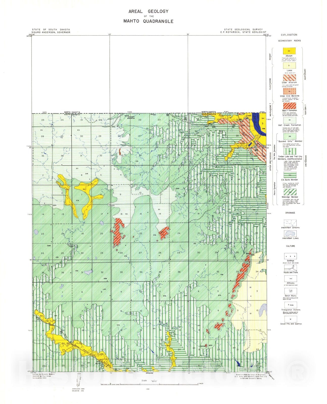 Map : Areal geology of the Mahto quadrangle, 1951 Cartography Wall Art :