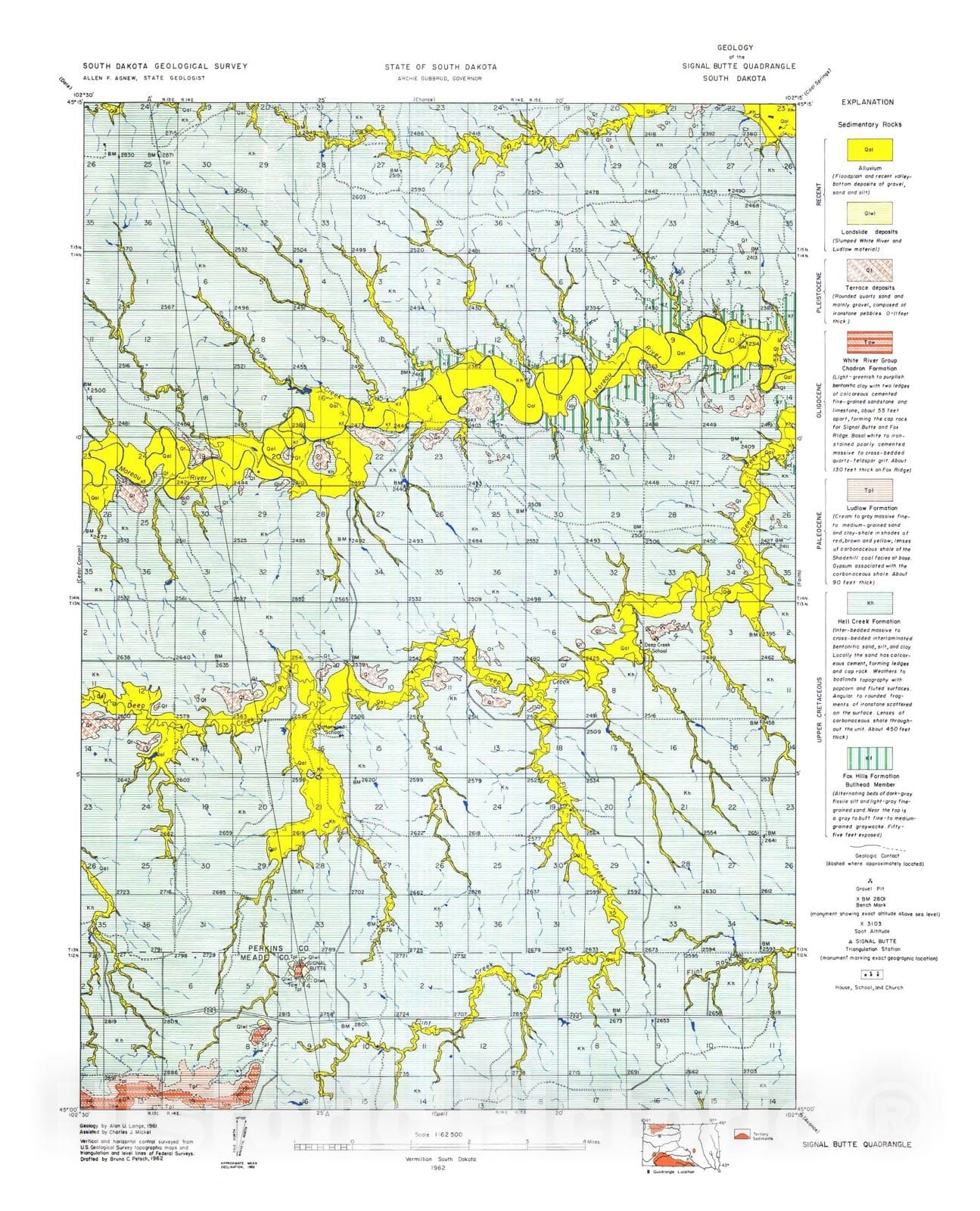 Map : Geology of the Signal Butte quadrangle South Dakota, 1962 Cartography Wall Art :