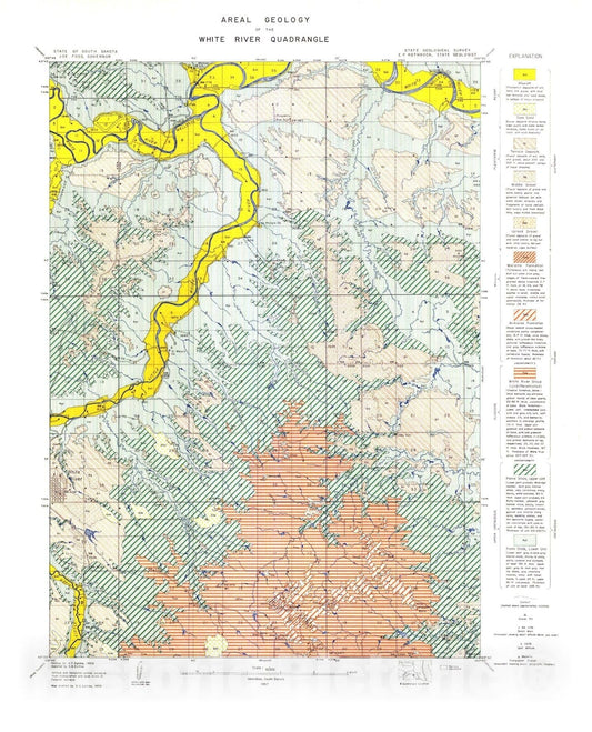 Map : Areal geology of the White River quadrangle, 1957 Cartography Wall Art :