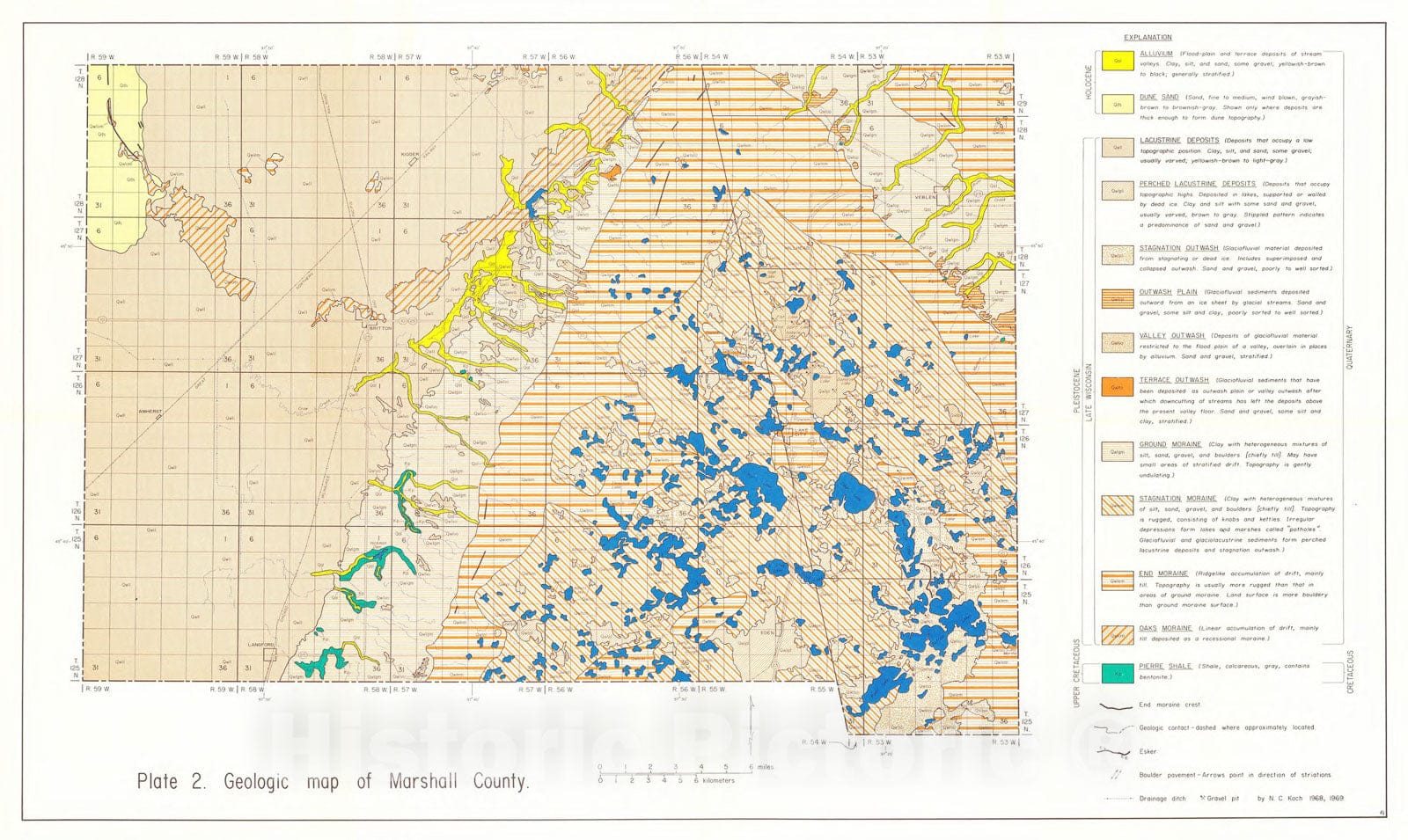 Map : Geology and water resources of Marshall County, South Dakota, 1975 Cartography Wall Art :