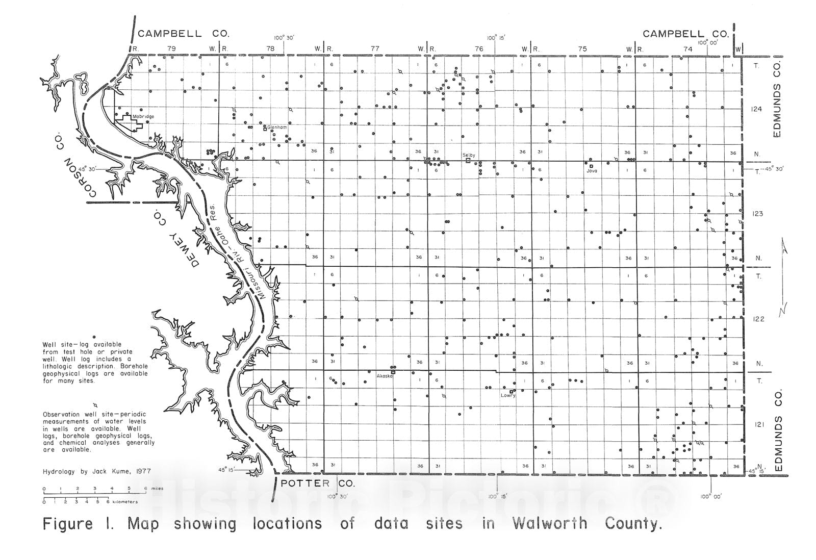 Map : Aquifers in Walworth County, South Dakota, 1979 Cartography Wall Art :