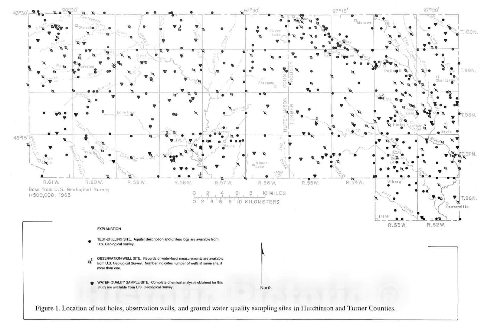 Map : Major aquifers in Hutchinson and Turner Counties, South Dakota, 1993 Cartography Wall Art :