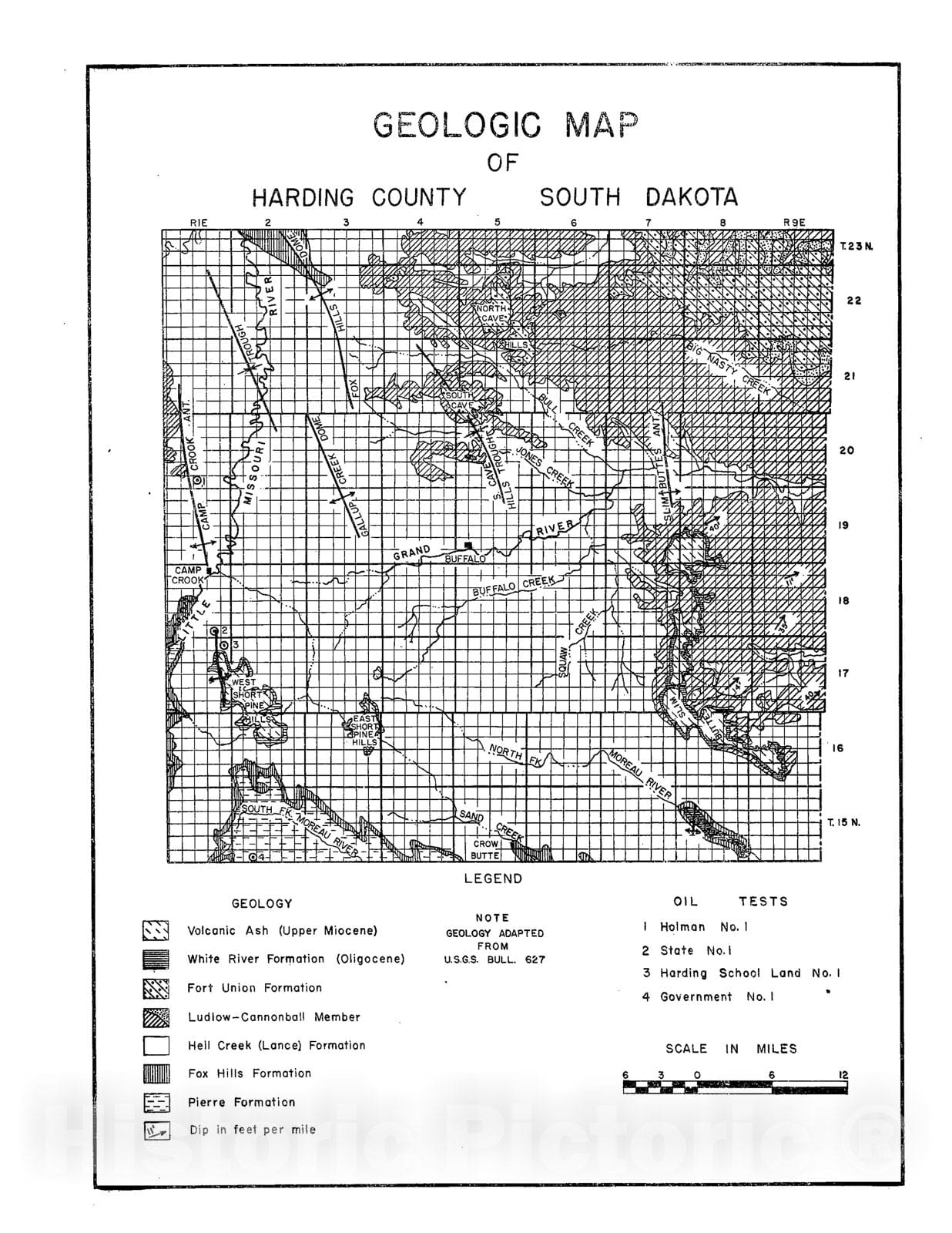 Map : Geology of Harding County, 1952 Cartography Wall Art :