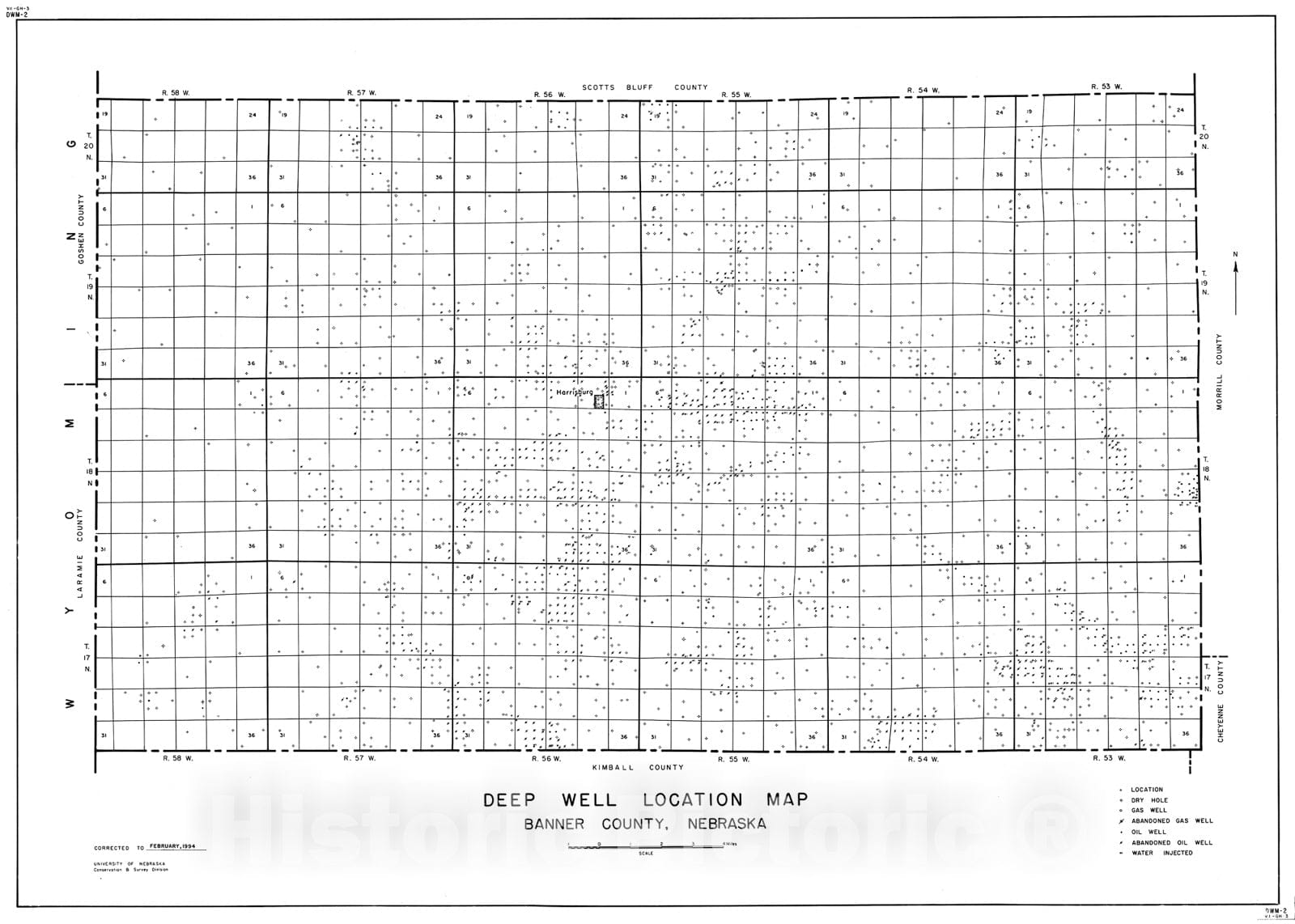 Map : Banner County deep well map, 1992 Cartography Wall Art :