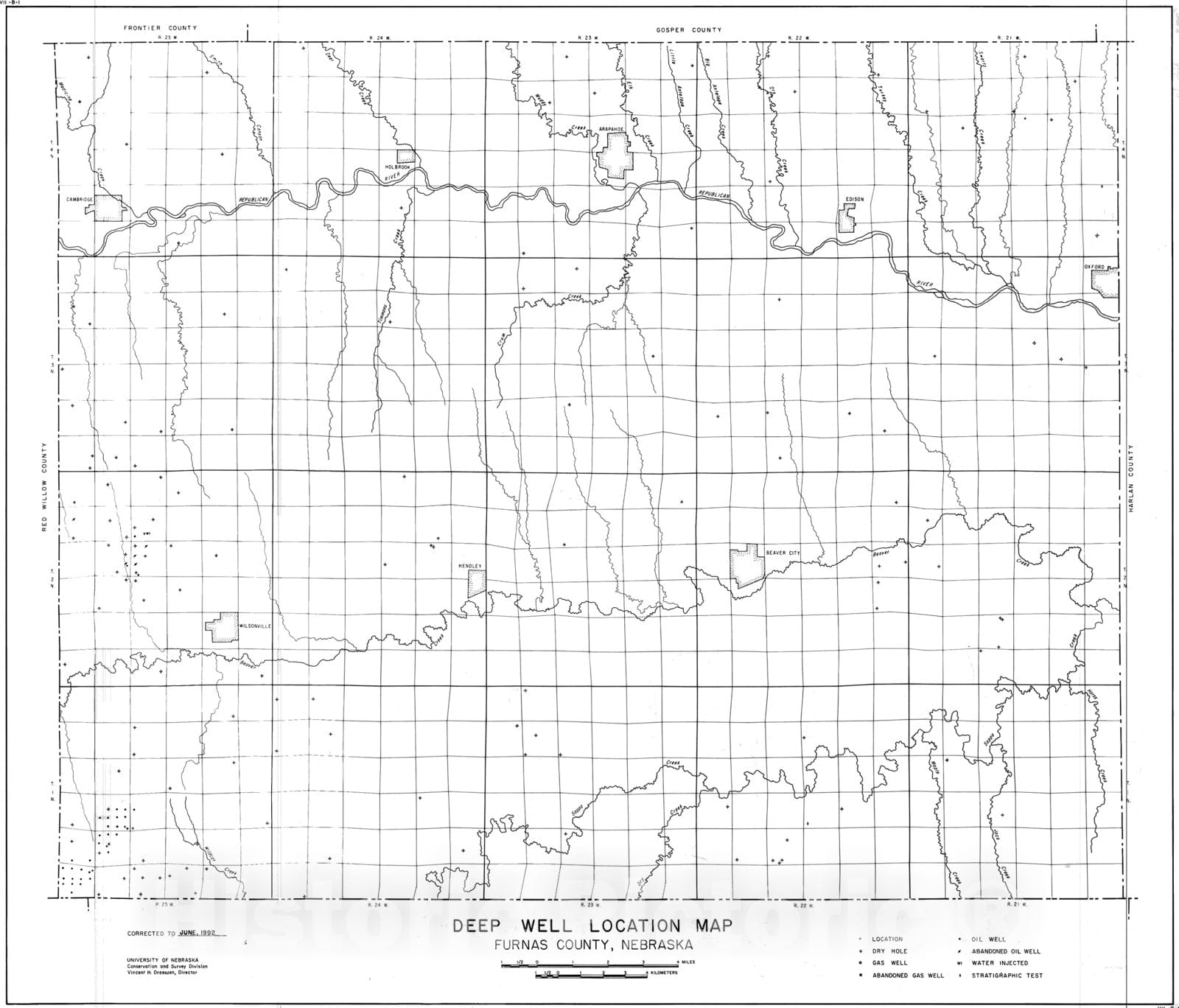 Map : Furnas County deep well map, 1992 Cartography Wall Art :
