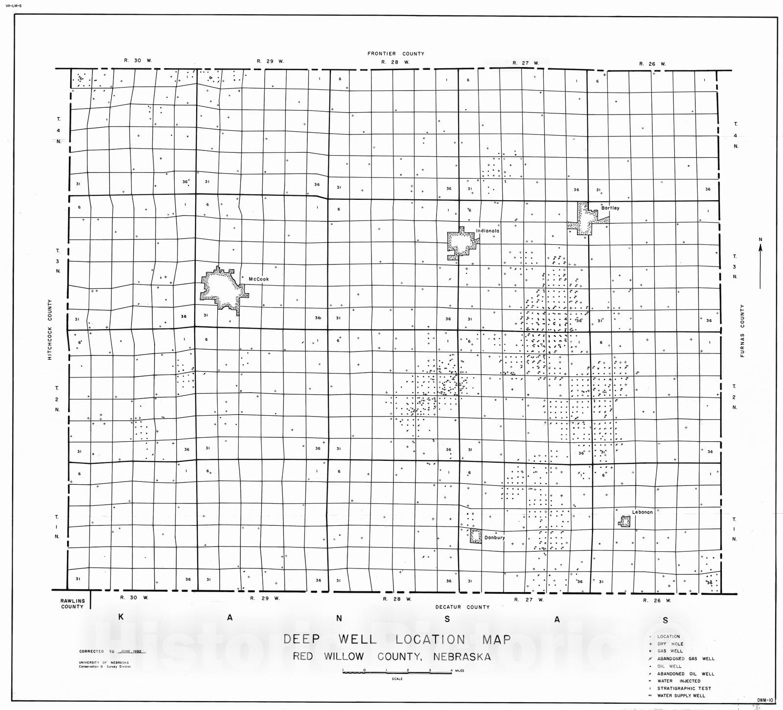 Map : Red Willow County deep well map, 1992 Cartography Wall Art :