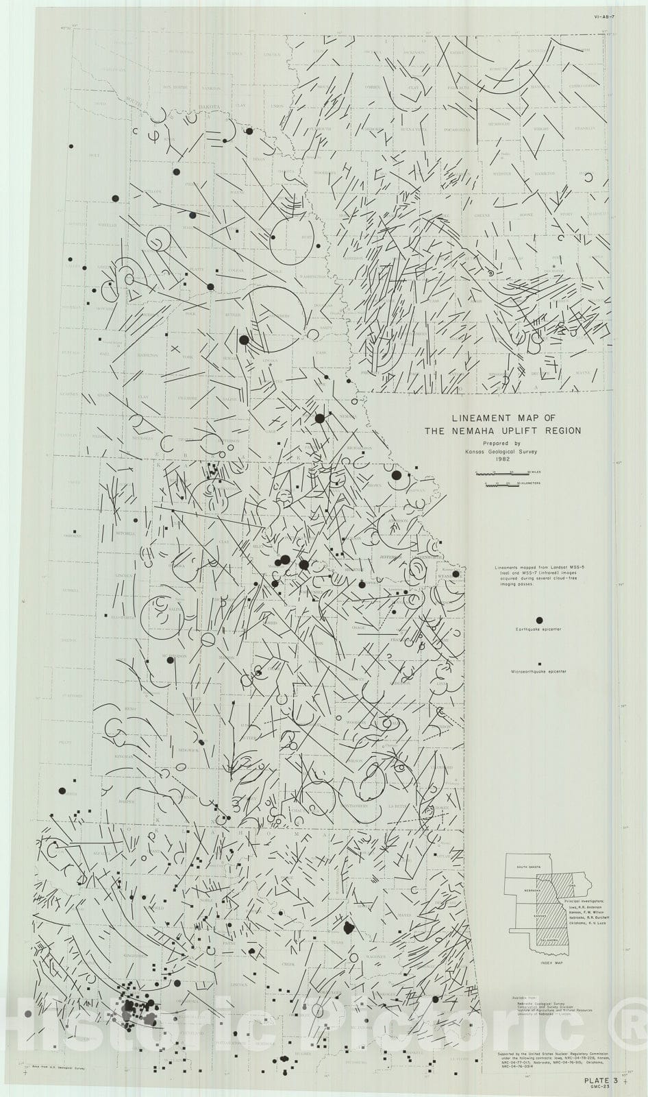 Map : Lineament map of the Nemaha uplift region, 1982 Cartography Wall Art :