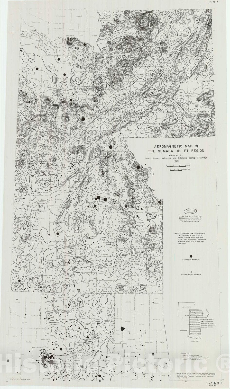 Map : Aeromagnetic map of the Nemaha uplift region, 1982 Cartography Wall Art :