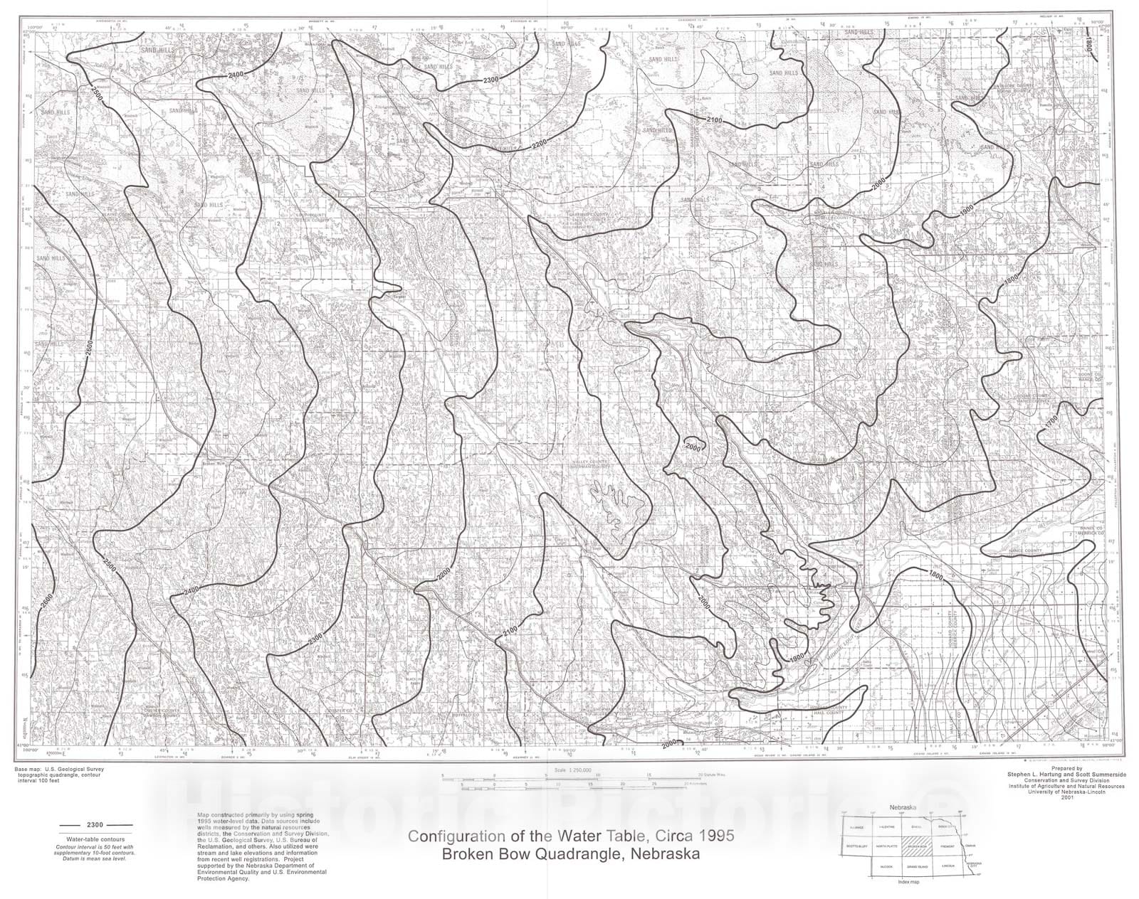 Map : Configuration of water table _x005F_x0016_ Broken Bow, 1979 Cartography Wall Art :