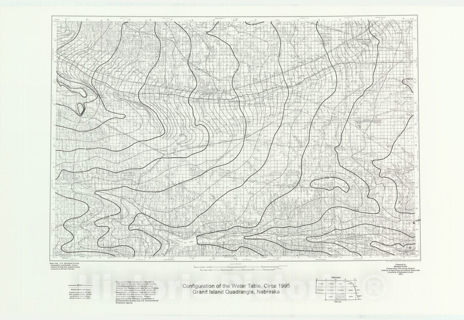 Map : Configuration of water table _x005F_x0016_ Grand Island, 1979 Cartography Wall Art :