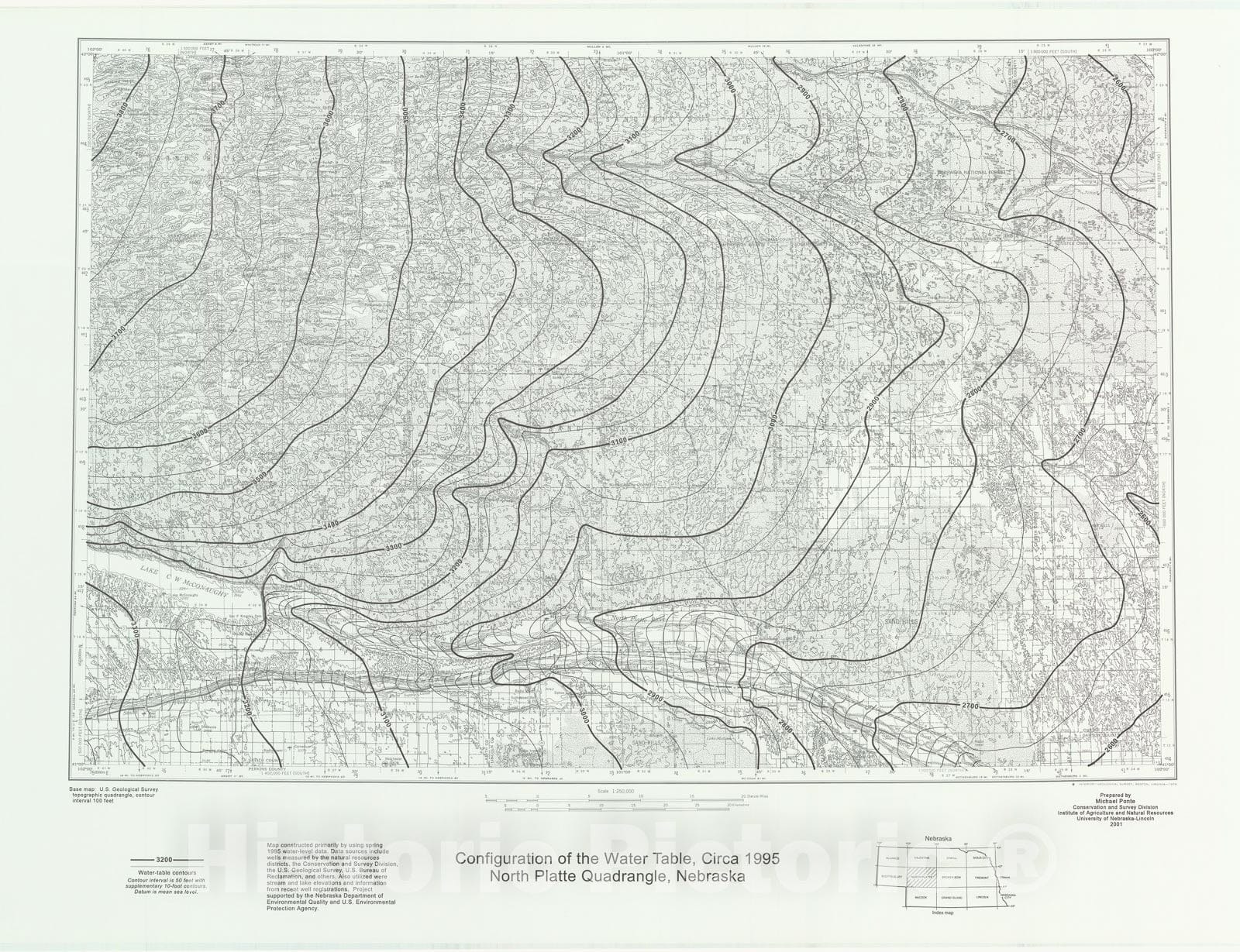 Map : Configuration of water table _x005F_x0016_ North Platte, 1979 Cartography Wall Art :