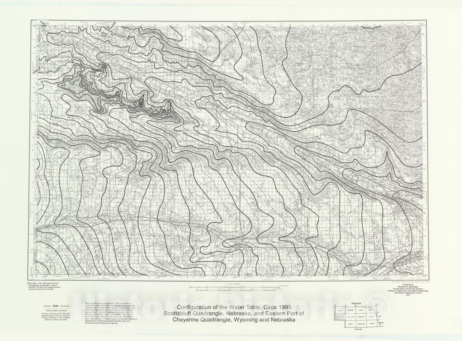 Map : Configuration of water table - Scottsbluff, 1971 Cartography Wall Art :