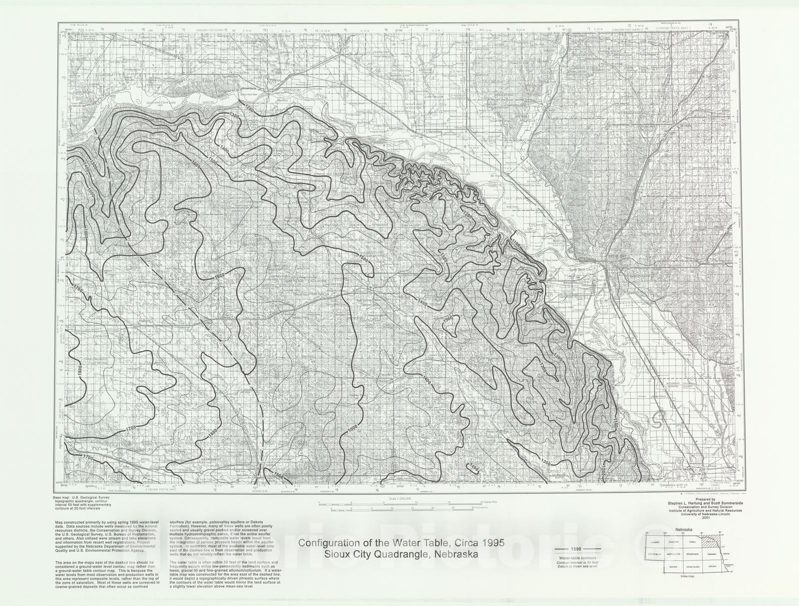 Map : Configuration of water table _x005F_x0016_ Sioux City, 1979 Cartography Wall Art :