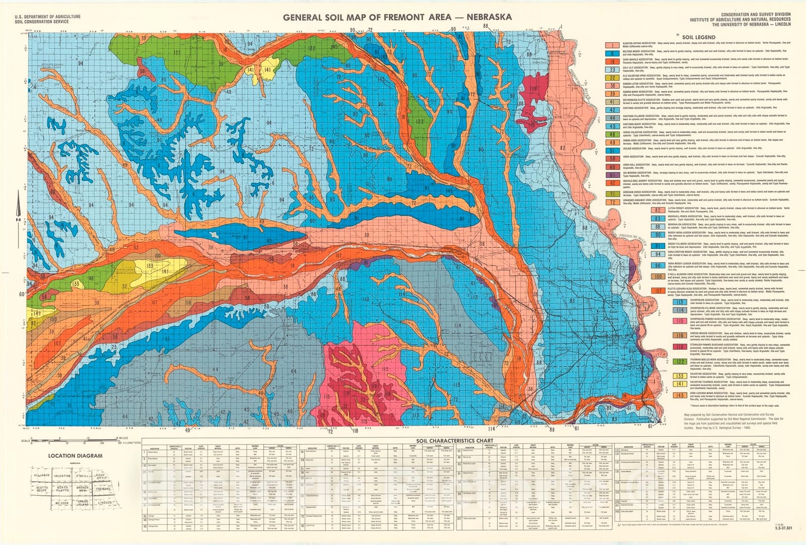 Map : Quadrangle soil maps _x005F_x0016_ Fremont/Omaha, 1981 Cartography Wall Art :
