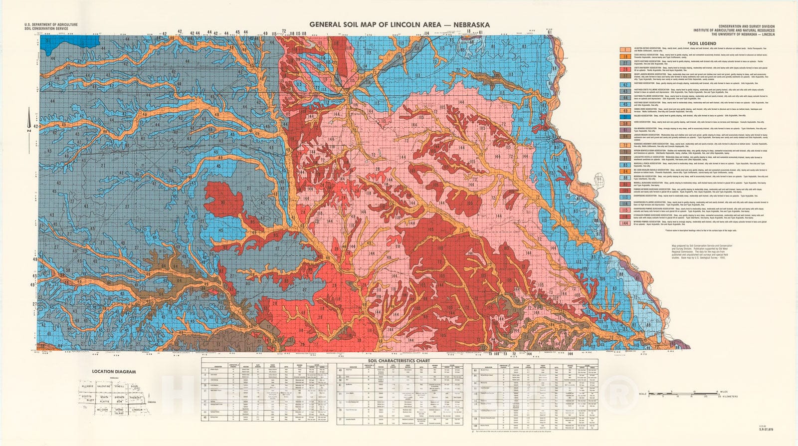 Map : Quadrangle soil maps _x005F_x0016_ Lincoln/Nebraska City, 1981 Cartography Wall Art :