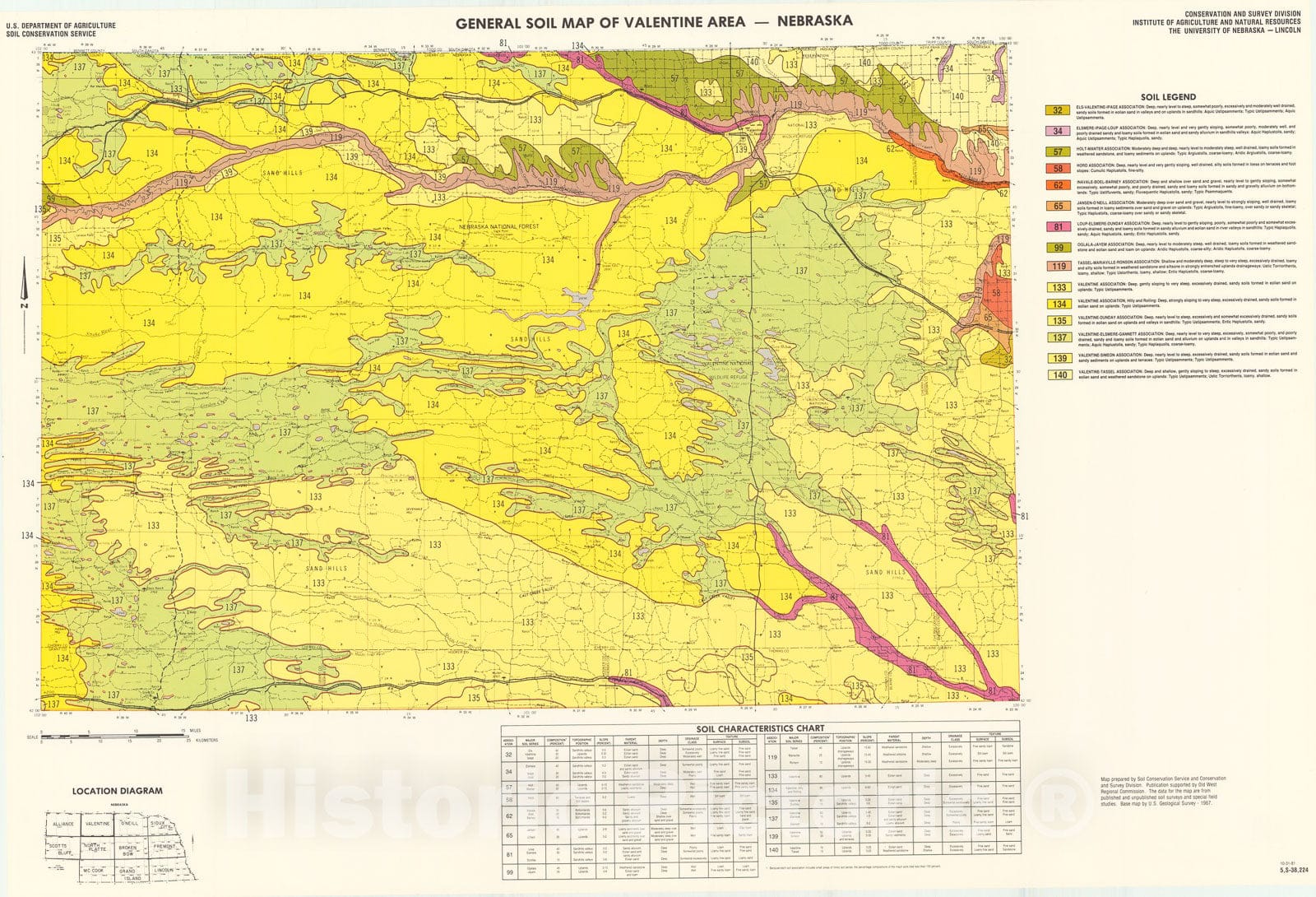 Map : Quadrangle soil maps - Valentine, 1981 Cartography Wall Art :