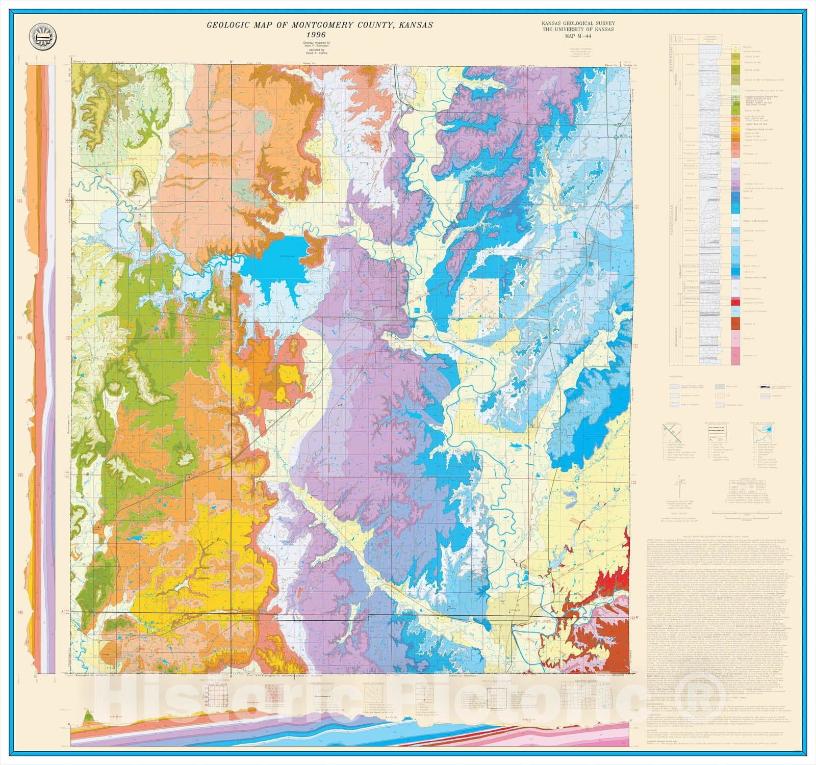 Map : Geologic map of Montgomery County, Kansas, 1996 Cartography Wall Art :