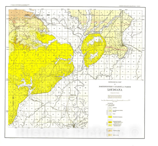 Map : Geology of Catahoula and Concordia Parishes, 1936 Cartography Wall Art :