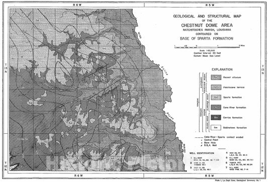 Map : Geology of the Chestnut salt dome area, Natchitoches Parish, Louisiana, 1958 Cartography Wall Art :
